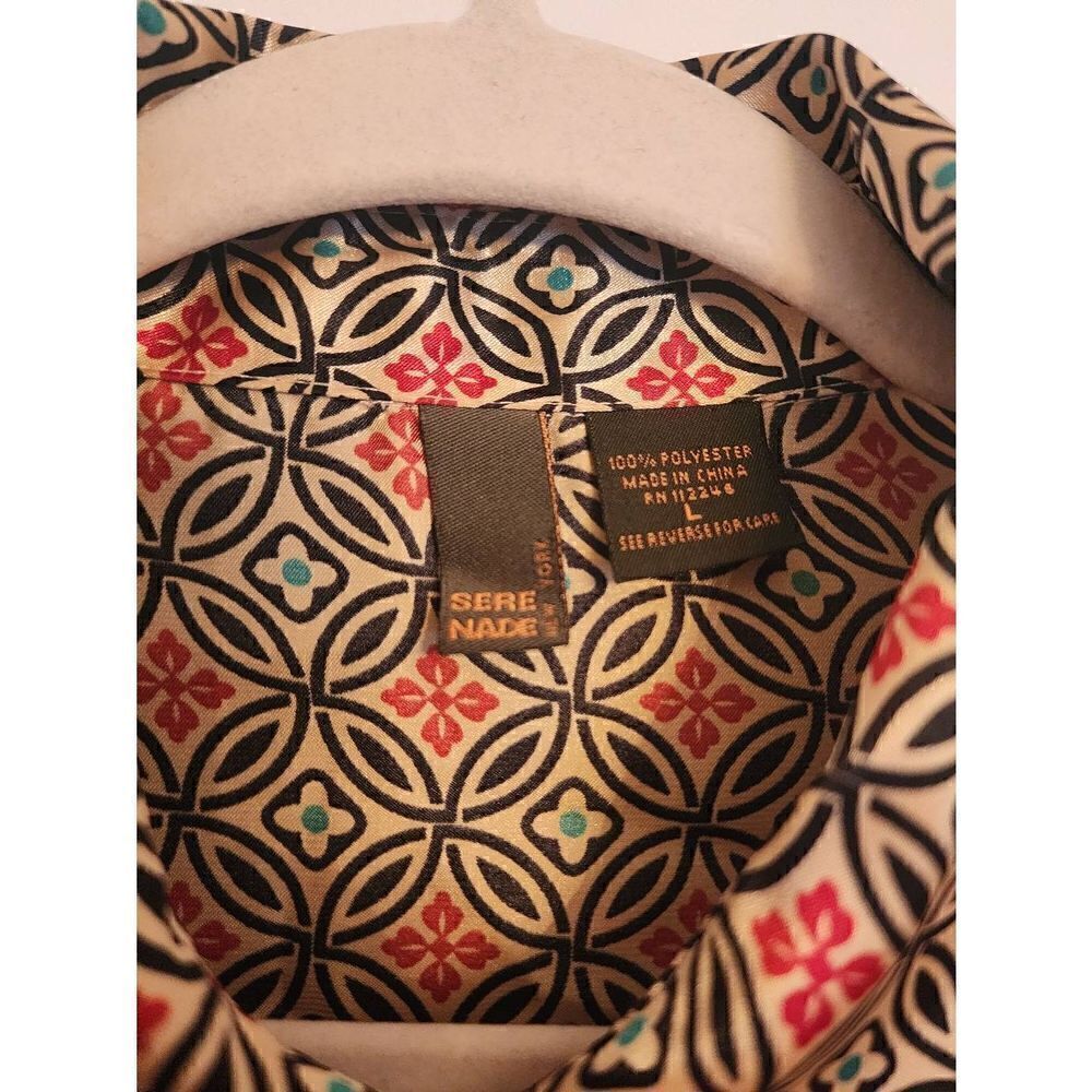 Serenade Oriental Pattern Button Down Blouse Size… - image 4